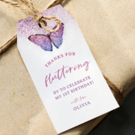 Etiquetas Para Regalos Mariposa Púrpura Rosada Primer Favor de Cumpleaños