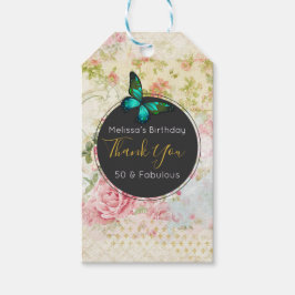 Etiquetas Para Regalos Mariposa verde en Moda Collage de cosecha de vinta