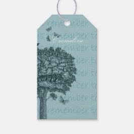 Etiquetas Para Regalos Mariposas de Aves Azules Soñan Árbol