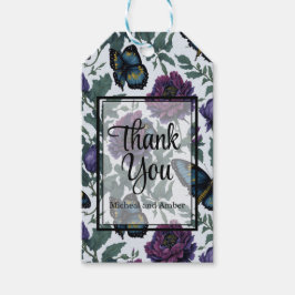 Etiquetas Para Regalos Mariposas florales magenta púrpura ciruela vintage