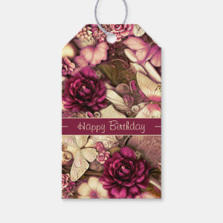 Etiquetas Para Regalos Mariposas Y Rosas Decorativas De Collage