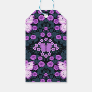 Etiquetas Para Regalos Mariposas y simetría floral, violeta y azul