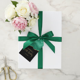 Etiquetas Para Regalos Mármol de acuarela verde esmeralda dorado con bril
