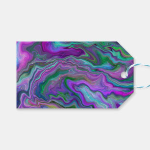 Etiquetas Para Regalos Mármol de arte con líquido morado, verde y azul