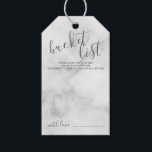 Etiquetas Para Regalos Mármol de lista de cubo de Boda de guión moderno<br><div class="desc">Añada un toque personal a su boda con una tarjeta de etiqueta de lista de cubo boda de script moderna. Esta tarjeta presenta el título 'lista de cubo' en estilo de letra de escritura moderno gris y detalles en estilo de fuente sans serif moderno gris sobre fondo blanco.</div>