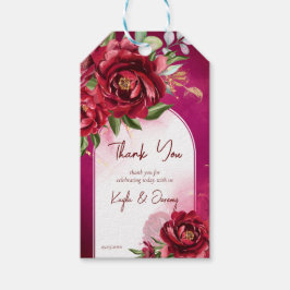 Etiquetas Para Regalos Marrón boda de Borgoña flores arco moderno