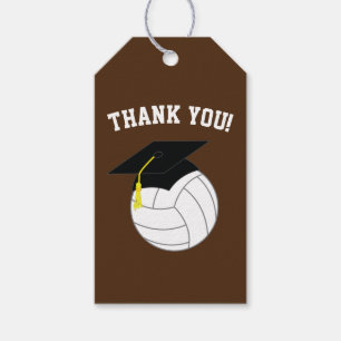 Etiquetas Para Regalos Marrón de deportes de graduación de voleibol