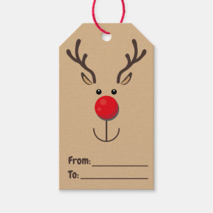Etiquetas Para Regalos Marrón Minimalista de reno lindo