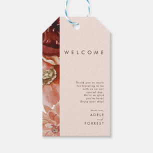 Etiquetas Para Regalos Marsala Autumn Floral Bienvenida del Boda Rubor