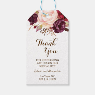 Etiquetas Para Regalos Marsala Flower Gracias por venir a la boda