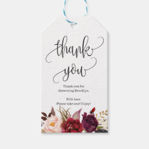 Etiquetas Para Regalos Marsala ruidosa, burdeos, ducha de novia floral