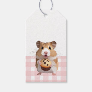 Etiquetas Para Regalos Martillo Cuidadoso Con Muffin Rosa Gingham Check