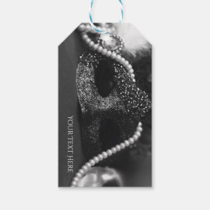 Etiquetas Para Regalos Máscara de Mascarada en Blanco y Negro y Fiesta de