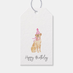 Etiquetas Para Regalos Mascota del Gorra de cumpleaños feliz de perro del