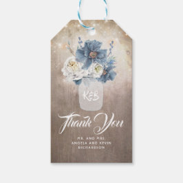 Etiquetas Para Regalos Mason Jars Dusty Blue Floral Rustic Boda