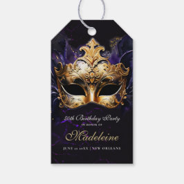 Etiquetas Para Regalos Masquerade Mask Gold Purple Dramatic 50th Birthday
