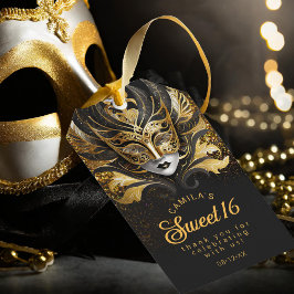 Etiquetas Para Regalos Masquerade Sweet 16 Negro Oro V2 ID1032