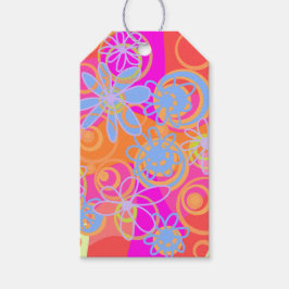 Etiquetas Para Regalos Mazipoodles Burbujas florales Naranja multicolor A