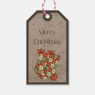Etiquetas Para Regalos Medias de parches en colores de Navidad Tarjeta de