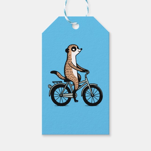 Etiquetas Para Regalos Meerkat en bicicleta (Anverso)