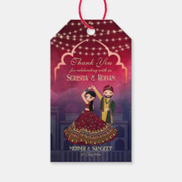 Etiquetas Para Regalos Mehndi Sangeet pareja de bailarines personalizado 