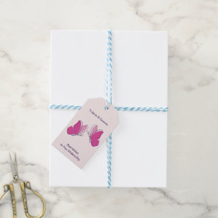 Etiquetas Para Regalos Mejores deseos en tu día de boda 2 mariposas rosad