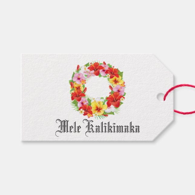 Etiquetas Para Regalos Mele Kalikimaka (Frente (Horizontal))