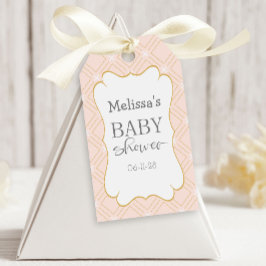 Etiquetas Para Regalos Melocotón Pastel y Geométrico Dorado