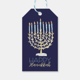 Etiquetas Para Regalos Menorah Gift Tag - Azul marino