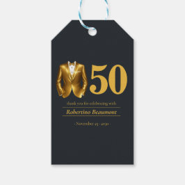Etiquetas Para Regalos Men's Elegant Tuxedo Gold Black 50th Birthday