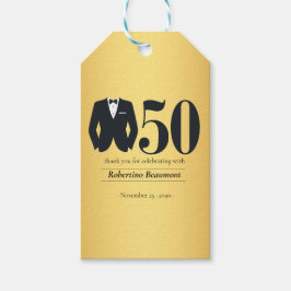 Etiquetas Para Regalos Men's Elegant Tuxedo Gold Black 50th Birthday