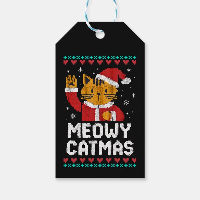 Etiquetas Para Regalos Meowy Catmas (Anverso)