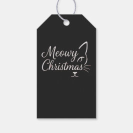 Etiquetas Para Regalos 'Meowy Christmas' Sofisticado Negro Carbón