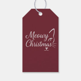 Etiquetas Para Regalos "Meowy Navidad" Elegante Regalo de Cranberry Profu