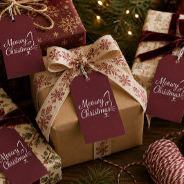 Etiquetas Para Regalos "Meowy Navidad" Elegante Regalo de Cranberry Profu