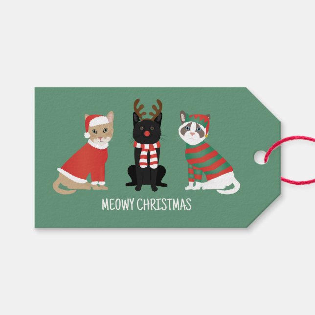 Etiquetas Para Regalos Meowy Navidades Cats (Frente (Horizontal))