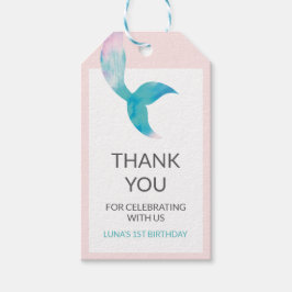 Etiquetas Para Regalos Mermaid Under the Sea 1st Birthday Pastel Girls