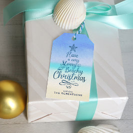 Etiquetas Para Regalos Merry Beachy Navidades Elegant Script