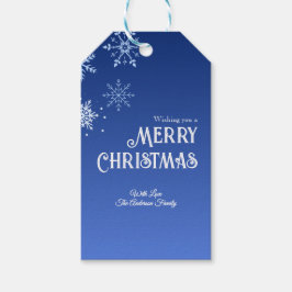 Etiquetas Para Regalos Merry Christmas Blue Modern Snowflake