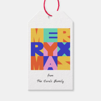 ETIQUETAS PARA REGALOS MERRY CHRISTMAS BOLD TYPOGRAPHY