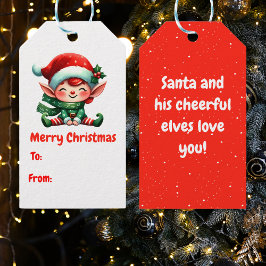 Etiquetas Para Regalos Merry Christmas Cute Elf