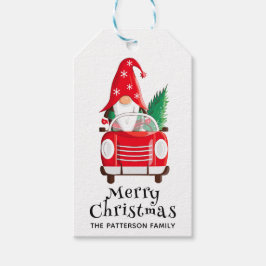 Etiquetas Para Regalos Merry Christmas Cute Gnome Red Car Tree