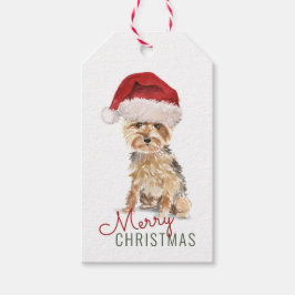 Etiquetas Para Regalos Merry Christmas Cute Yorkshire Terrier Personaliza