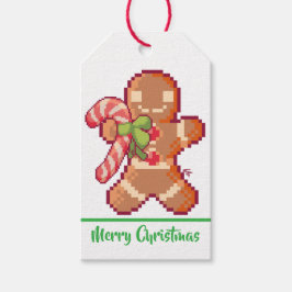 Etiquetas Para Regalos Merry Christmas, GingerBread man, Pixel Art