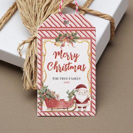 Etiquetas Para Regalos Merry Christmas Holiday Santa Sleigh Candy Cane