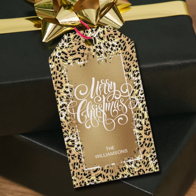 Etiquetas Para Regalos Merry Christmas Leopard (Subido por el creador)