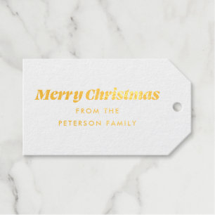 Etiquetas Para Regalos Merry Christmas Minimal Simple Relieve metalizado