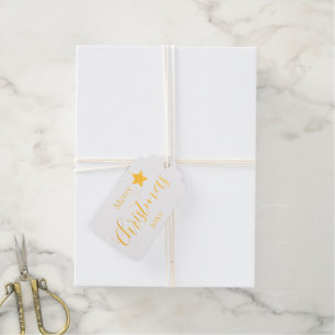 Etiquetas Para Regalos Merry Christmas Minimalist Company Name Gold