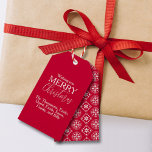 Etiquetas Para Regalos Merry Christmas Red Cute Festive Simple Snowflake<br><div class="desc">a simple Merry Christmas and a red gift tag. this design features merry Christmas modern cute simple, with contemporary Xmas winter snowflake, minimalist simple chic fun, minimal whimsical white and red, classic family name simple Xmas, great Christmas holiday party supplies, Christmas holiday gift favor, simplistic modern typography font style, holiday...</div>