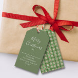 Etiquetas Para Regalos Merry Christmas Red Green Classic Plaid Holiday<br><div class="desc">This design features Christmas holiday red cute simple,  merry Christmas red and green,  minimalist calligraphy typography script,  winter country plaid tartan pattern,  modern hand lettering script font,  calligraphy merry Christmas,  classy country farmhouse simple Xmas,  Christmas holiday gift favor tag,  classic family name,  traditional tartan holiday plaid</div>